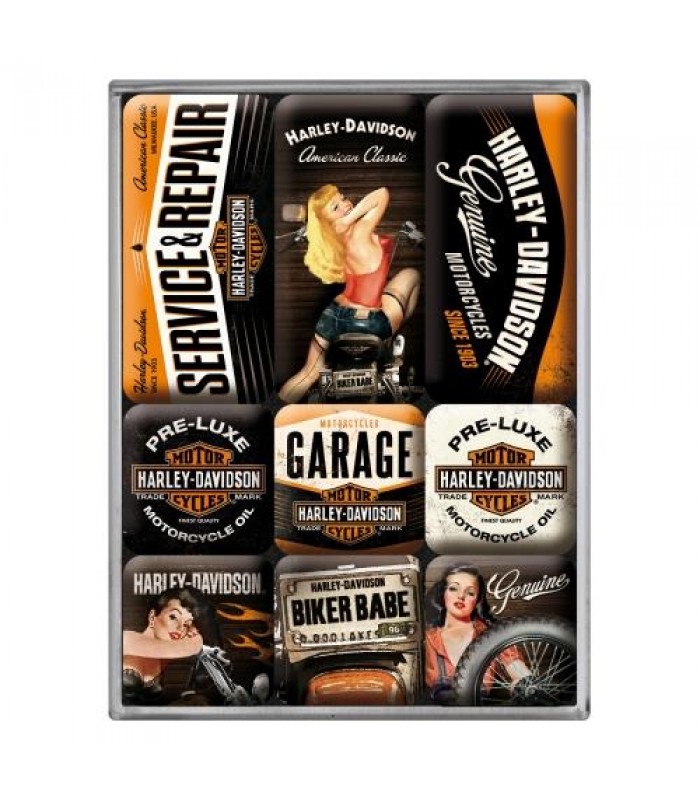 Набор из 9 магнитов Nostalgic Art "Harley Davidson - Garage" (83074)
